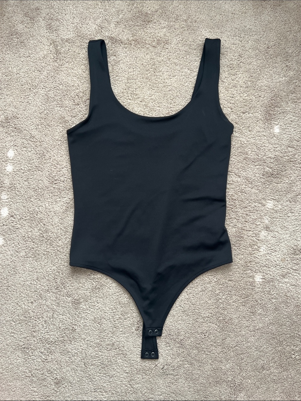 Express Double Layer Body Contour Black Bodysuit - Scoop Tank Top